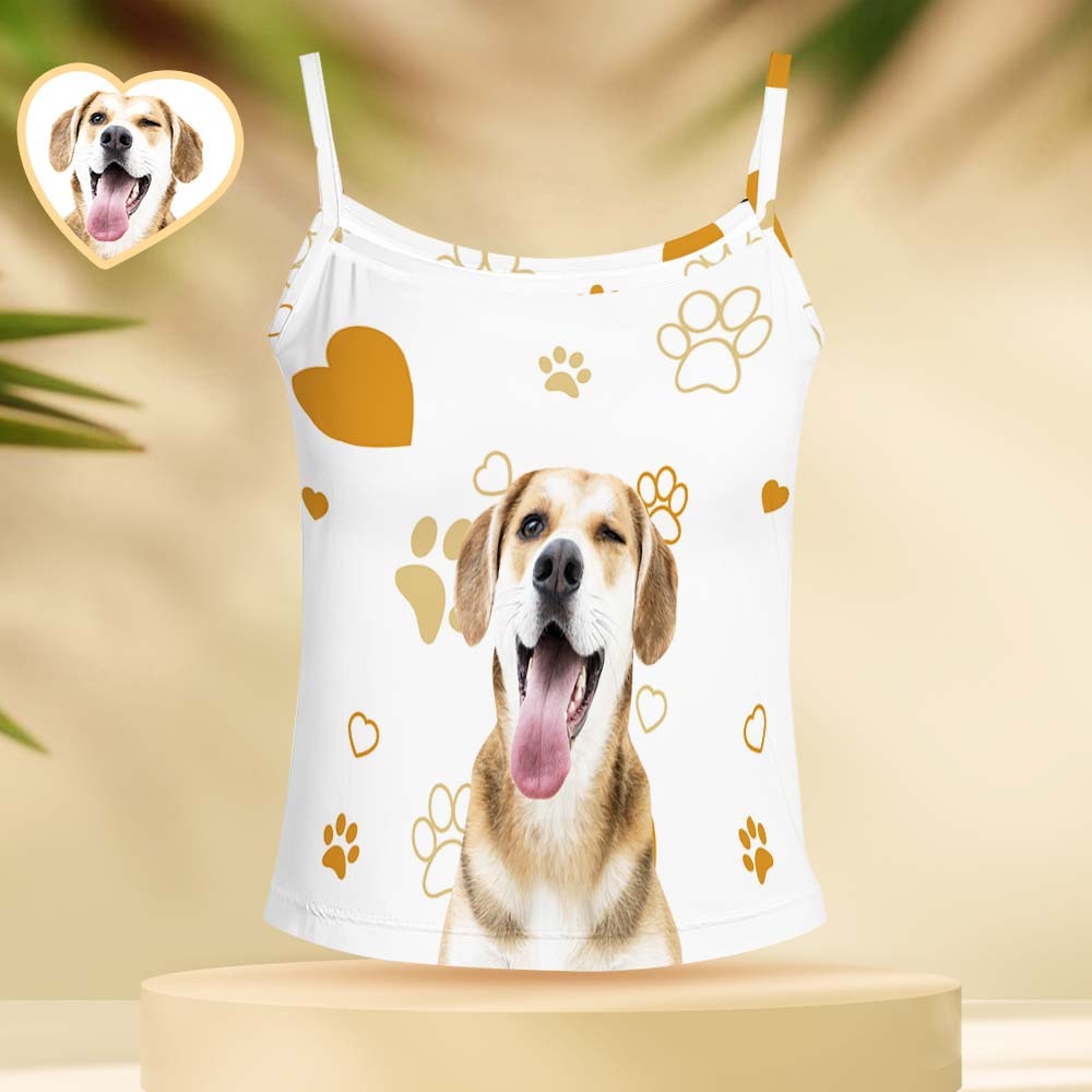 Custom Face Pajama Women's Paw Prints Heart Sleepwear - MyFaceBoxer