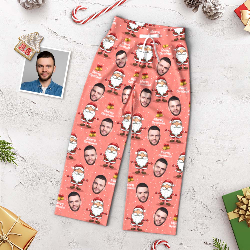 Custom Face Pants Ladie's Loose Wide-leg Pajama Pants Merry Christmas - MyFaceBoxer