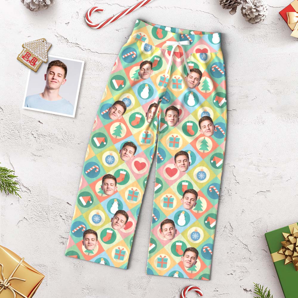 Custom Face Pants Ladie's Loose Wide-leg Pajama Pants Christmas Gifts for Women - MyFaceBoxer