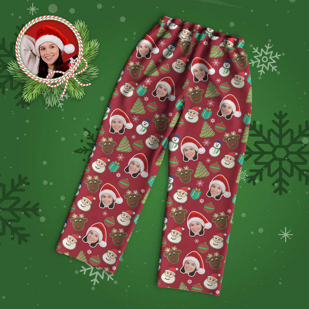Custom Face Pajama Personalized Red Photo Pajamas Christmas Gifts - MyFaceBoxer