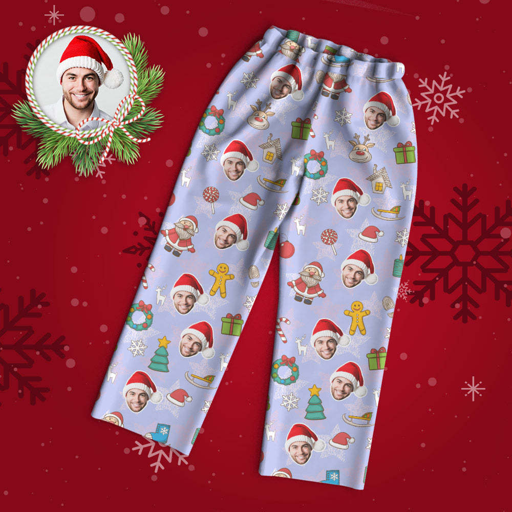 Custom Face Pajama Personalized Purple Photo Pajamas Christmas Gifts for Family - MyFaceBoxer