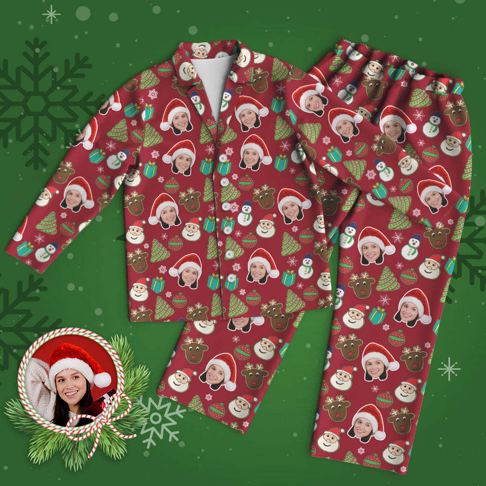 Custom Face Pajama Personalized Red Photo Pajamas Christmas Gifts - MyFaceBoxer