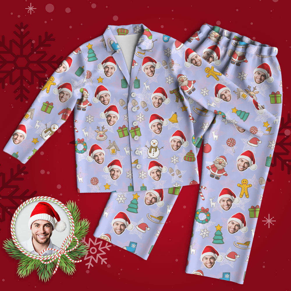 Custom Face Pajama Personalized Purple Photo Pajamas Christmas Gifts for Family - MyFaceBoxer