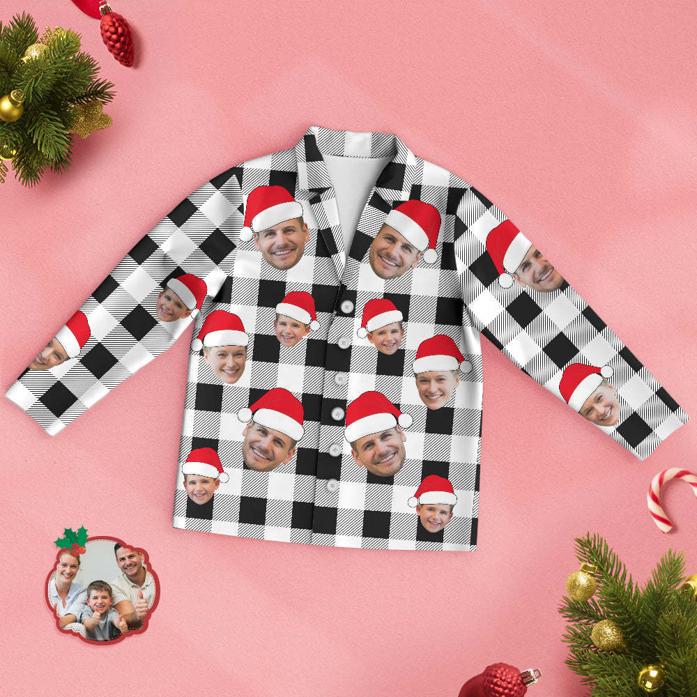 Custom Face Pajama Personalized Photo Christmas Family Buffalo Plaid Pajamas - MyFaceBoxer