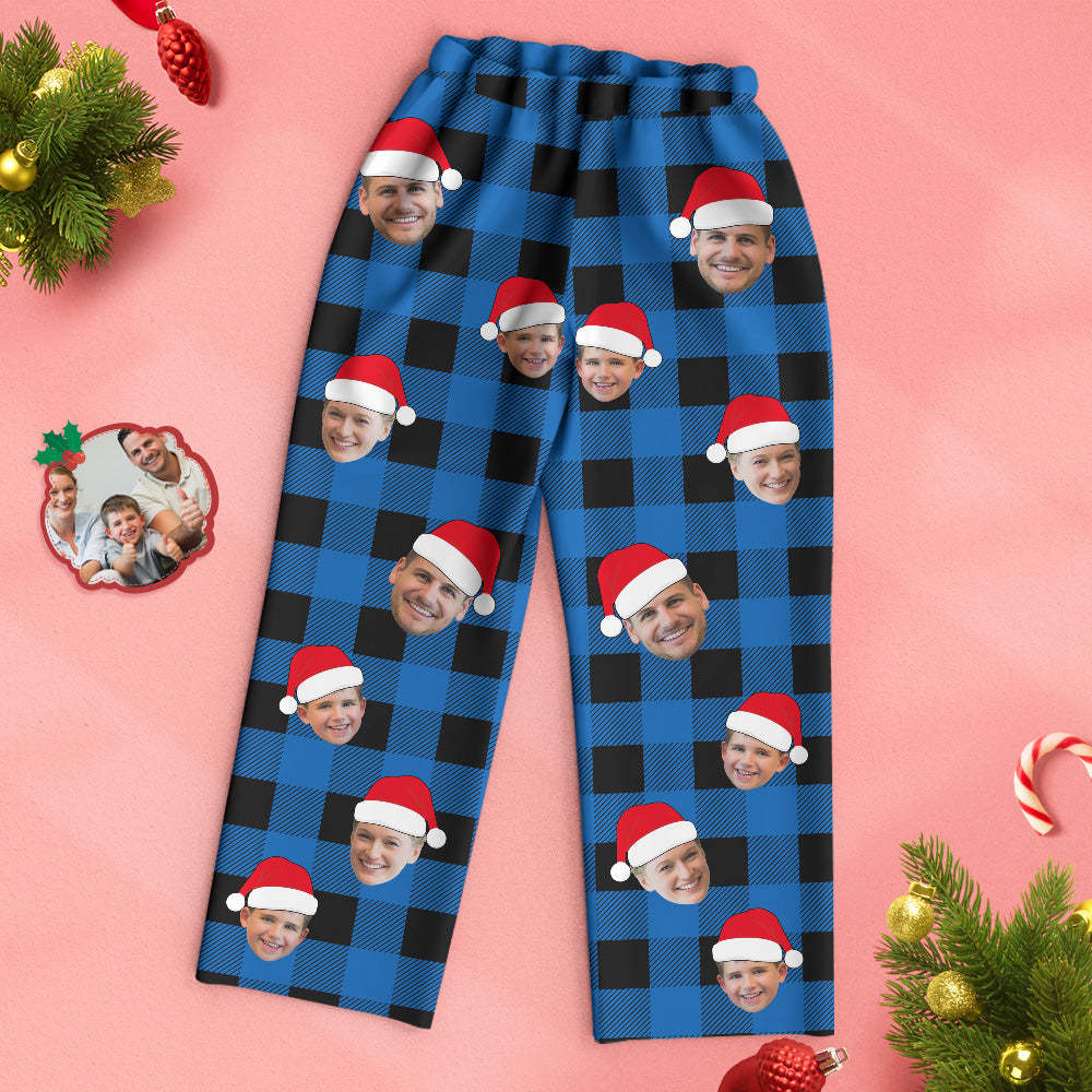 Custom Face Pajama Personalized Photo Christmas Family Buffalo Plaid Pajamas - MyFaceBoxer