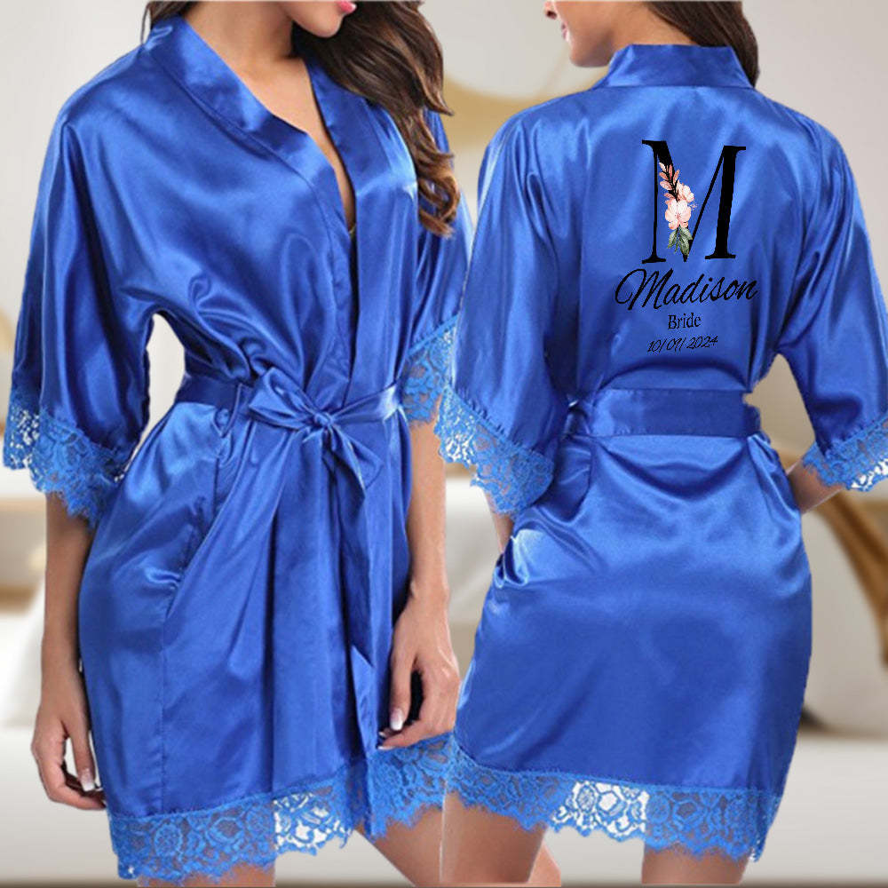Personalized Bridesmaid Bride Robe Floral Bridal Robe Gift for Bridesmaid Bride - MyFaceBoxer
