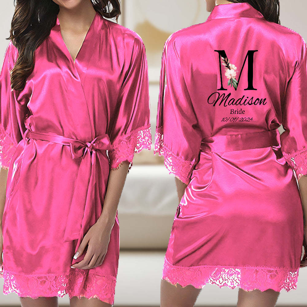 Personalized Bridesmaid Bride Robe Floral Bridal Robe Gift for Bridesmaid Bride - MyFaceBoxer