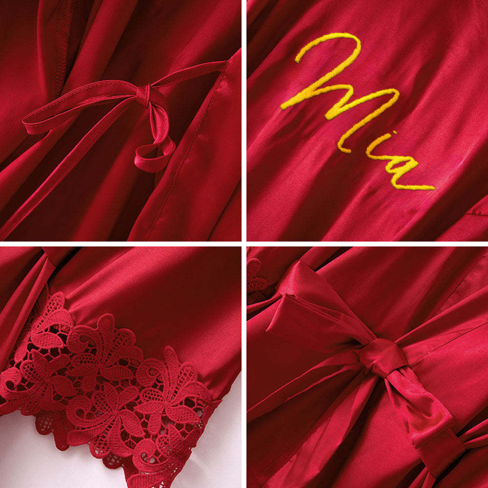 Personalized Embroidered Bride Bridesmaid Robe Getting Ready Outfits Wedding Robes - MyFaceBoxer