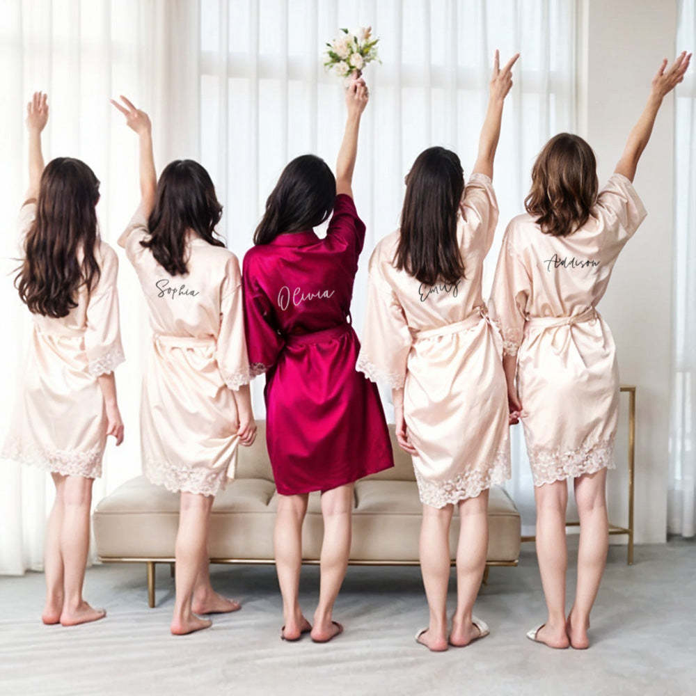 Personalized Embroidered Bride Bridesmaid Robe Getting Ready Outfits Wedding Robes - MyFaceBoxer