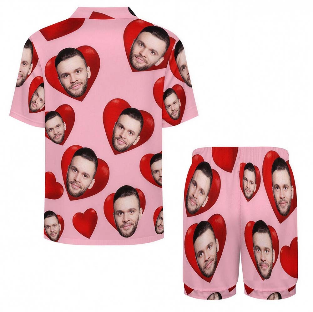 Custom Pajamas with Embedded Photo Hearts Adjustable Waistband Valentine's Day Gift