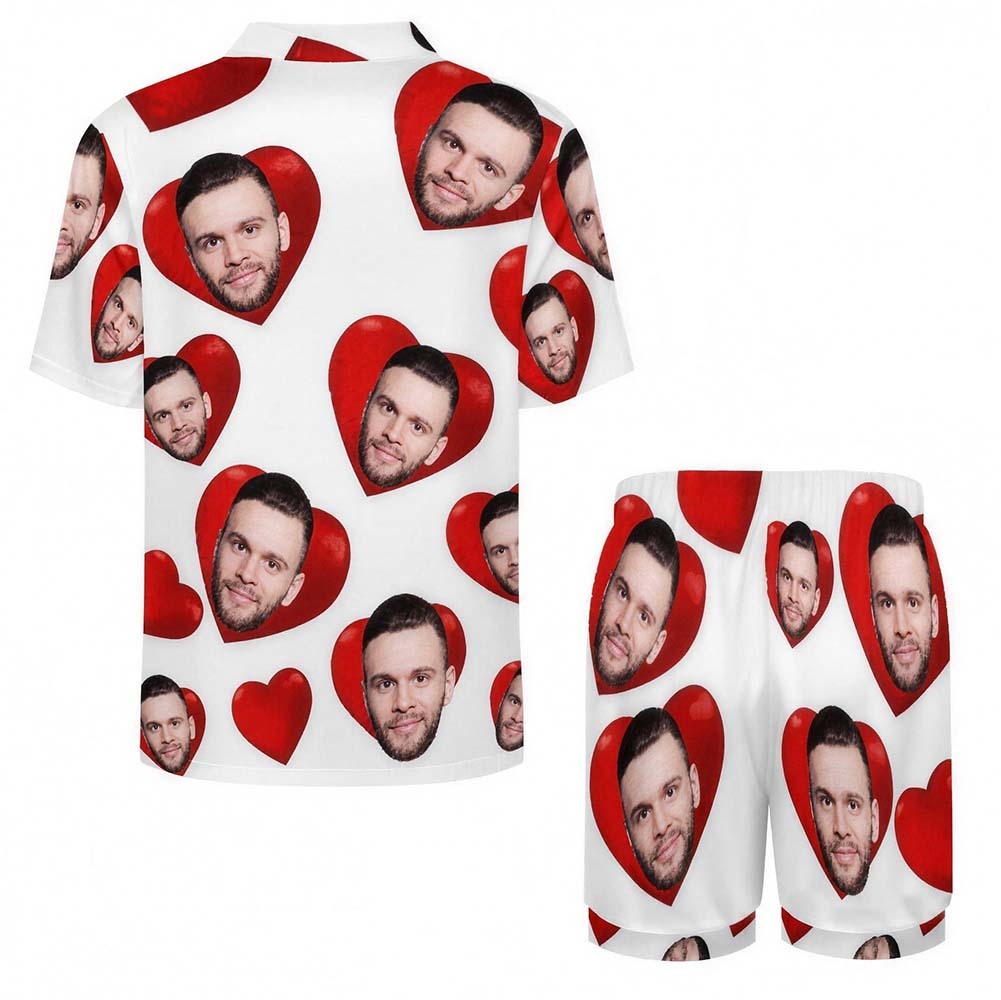 Custom Pajamas with Embedded Photo Hearts Adjustable Waistband Valentine's Day Gift