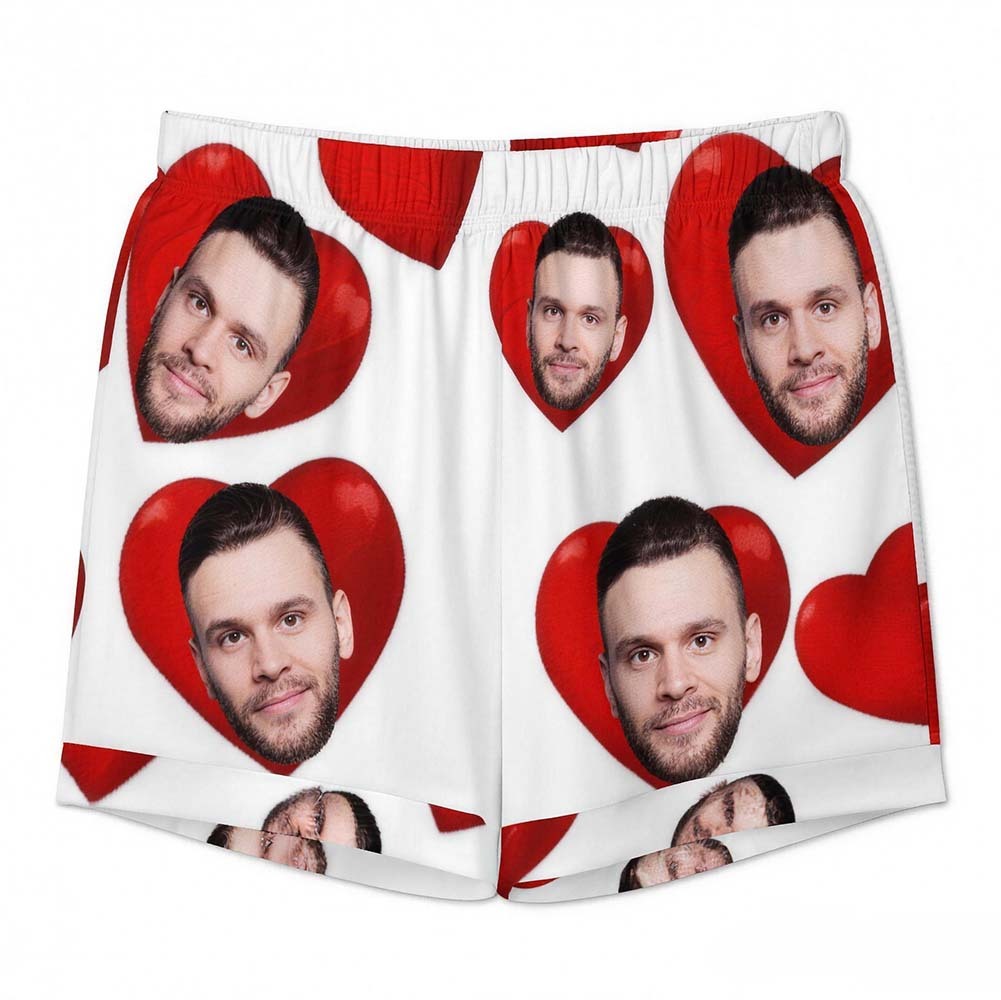 Custom Pajamas with Embedded Photo Hearts Adjustable Waistband Valentine's Day Gift