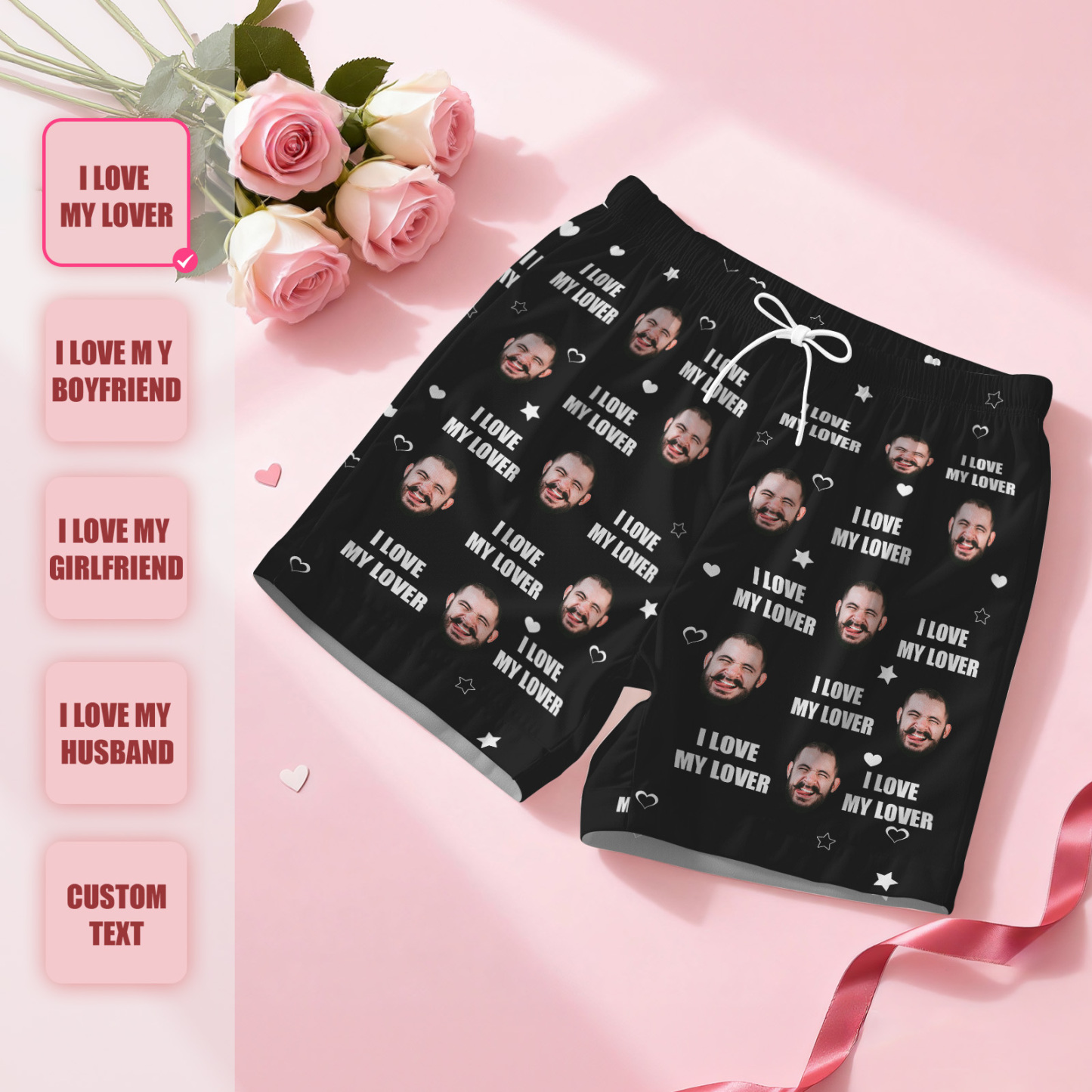 Custom Photo Funny I Love My Lover - Personalized Pajama Shorts
