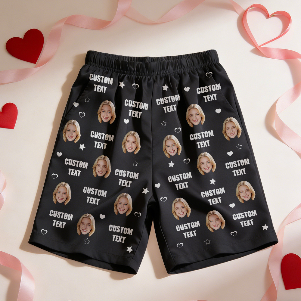 Custom Photo Funny I Love My Lover - Personalized Pajama Shorts
