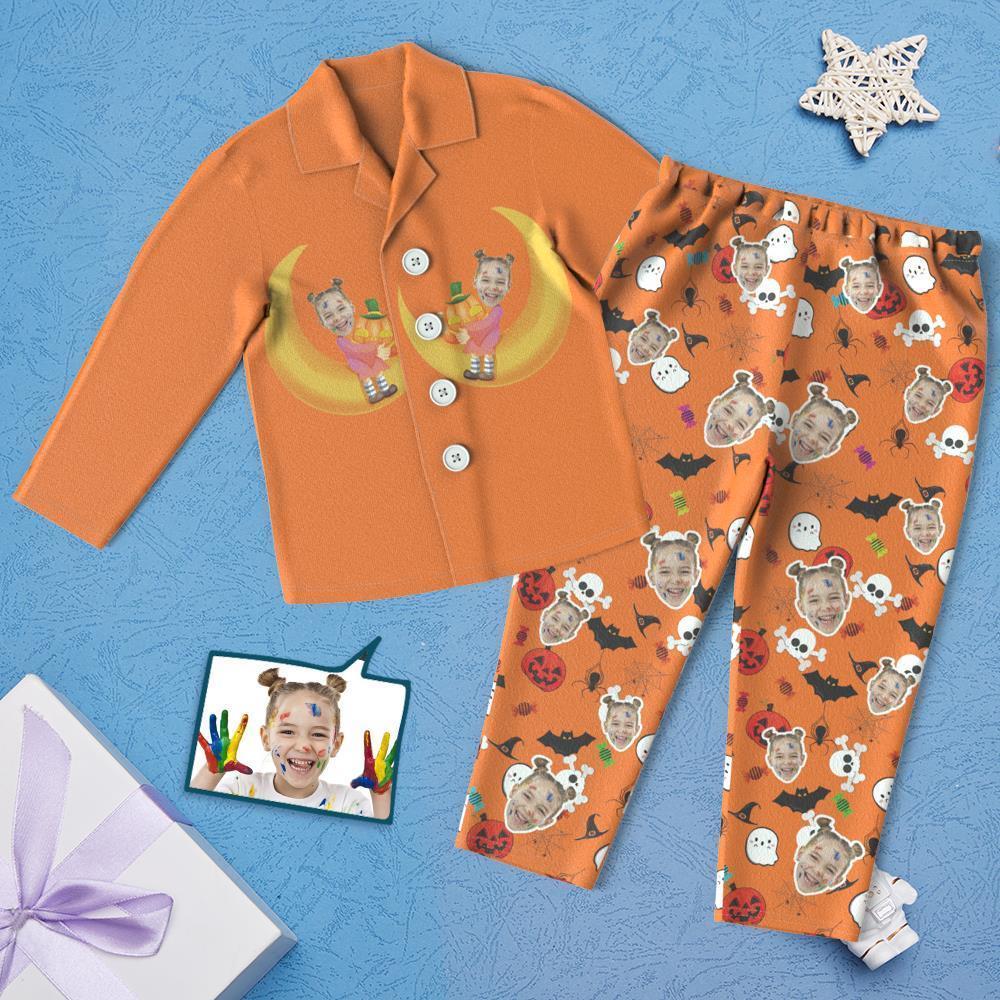 Custom Face Children's Halloween Elements Pajamas For Kids Moon Funny Pyjamas - MyFaceBoxer