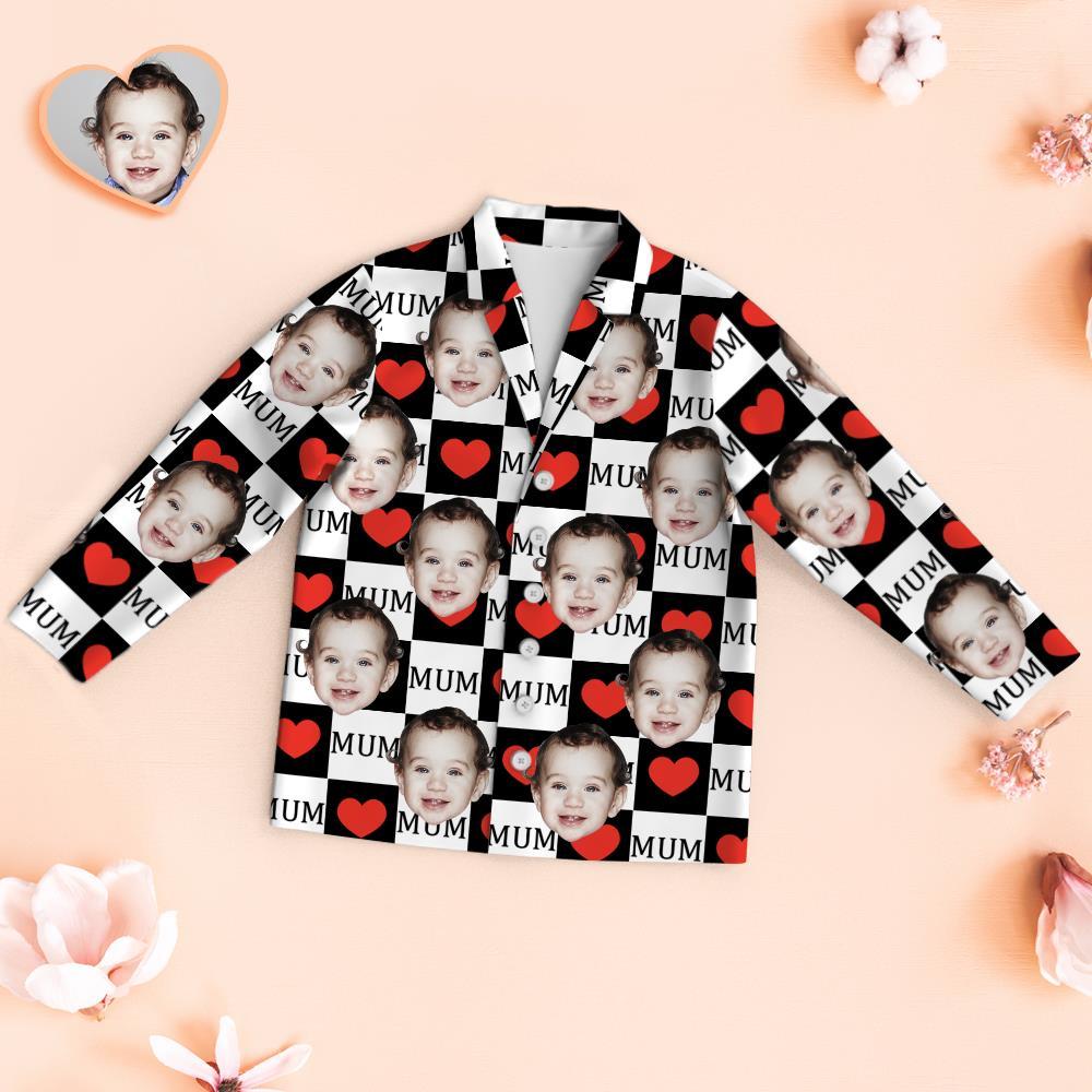Custom Face Pajamas Love Mum Personalized Photo Pajamas Set Mother's Day Gifts - MyFaceBoxer