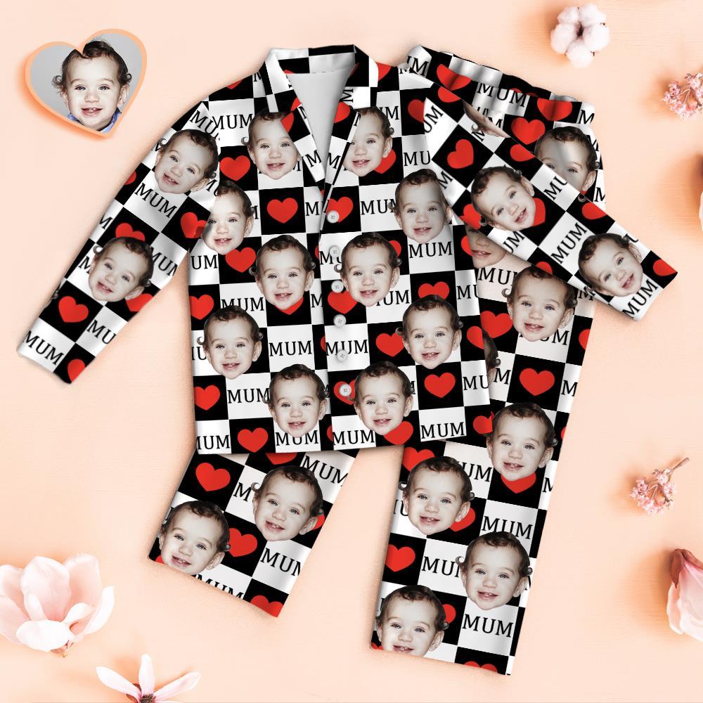 Custom Face Pajamas Love Mum Personalized Photo Pajamas Set Mother's Day Gifts - MyFaceBoxer