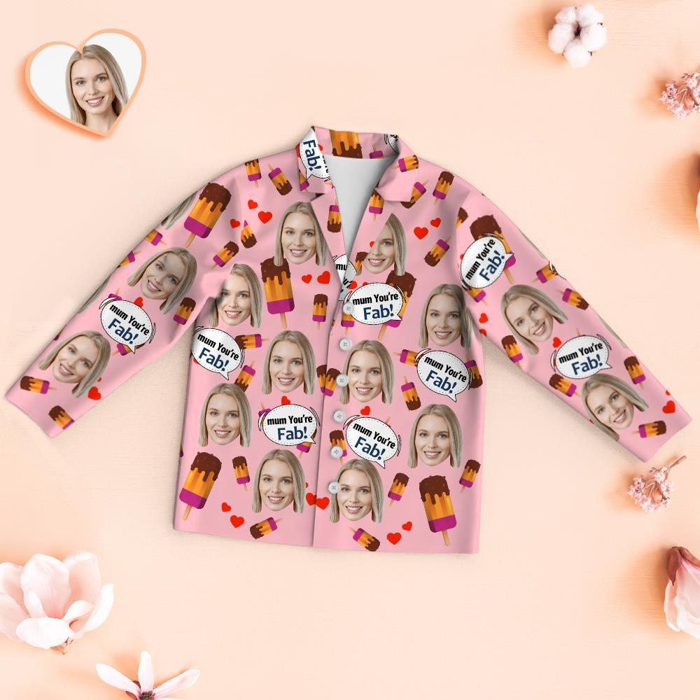 Custom Face Pajamas Mum You Are Fab Personalized Photo Pajamas Set Mother's Day Gifts - MyFaceBoxer