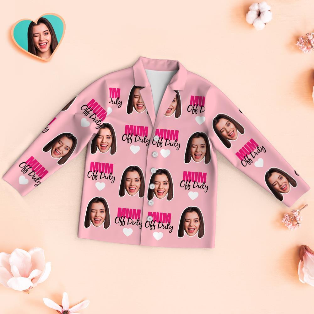 Custom Face Pajamas Mum Off Duty Personalized Photo Pajamas Set Mother's Day Gifts - MyFaceBoxer