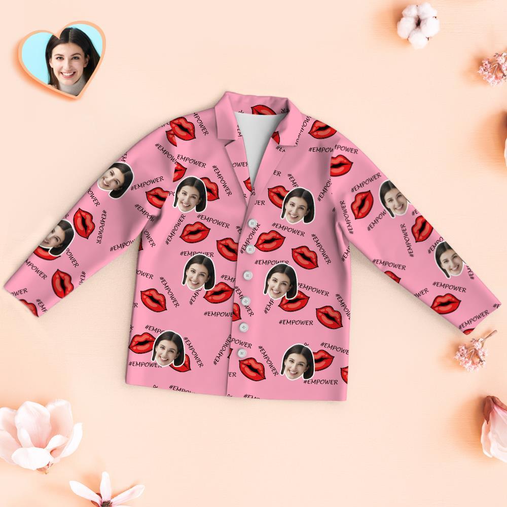 Custom Face Pajamas #Empower Personalized Photo Pink Pajamas Set Mother's Day Gifts - MyFaceBoxer