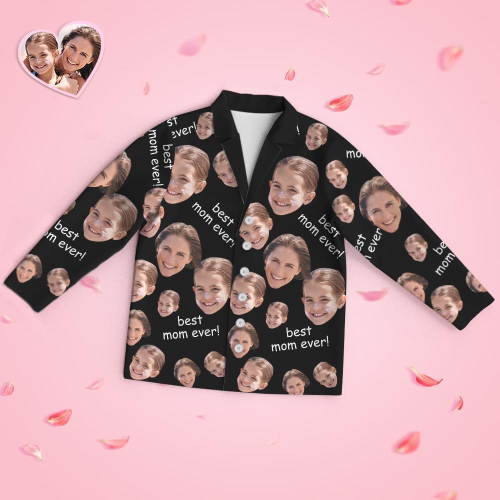 Custom Face Long Sleeve Pajamas Sleepwear Set - Best Mom Ever - MyFaceBoxer