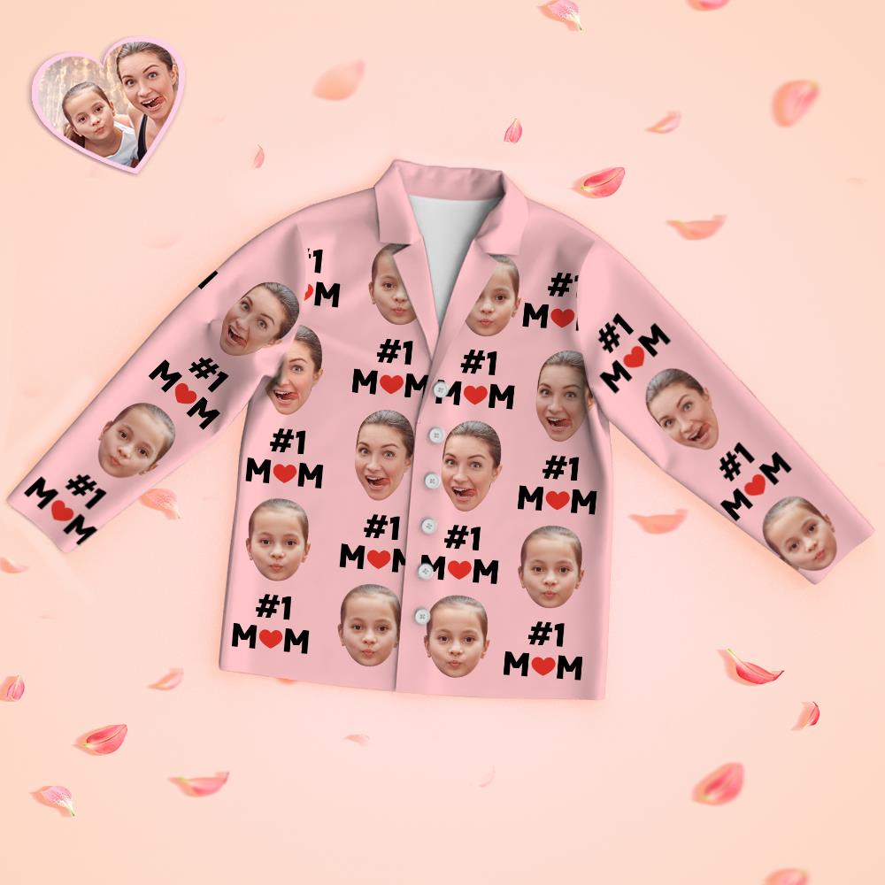 Custom Face Long Sleeve Pajamas Sleepwear Set - #1 Mom