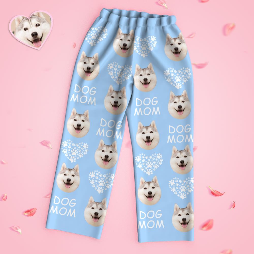Custom Face Long Sleeve Pajamas Sleepwear Set - Dog Mom - MyFaceBoxer