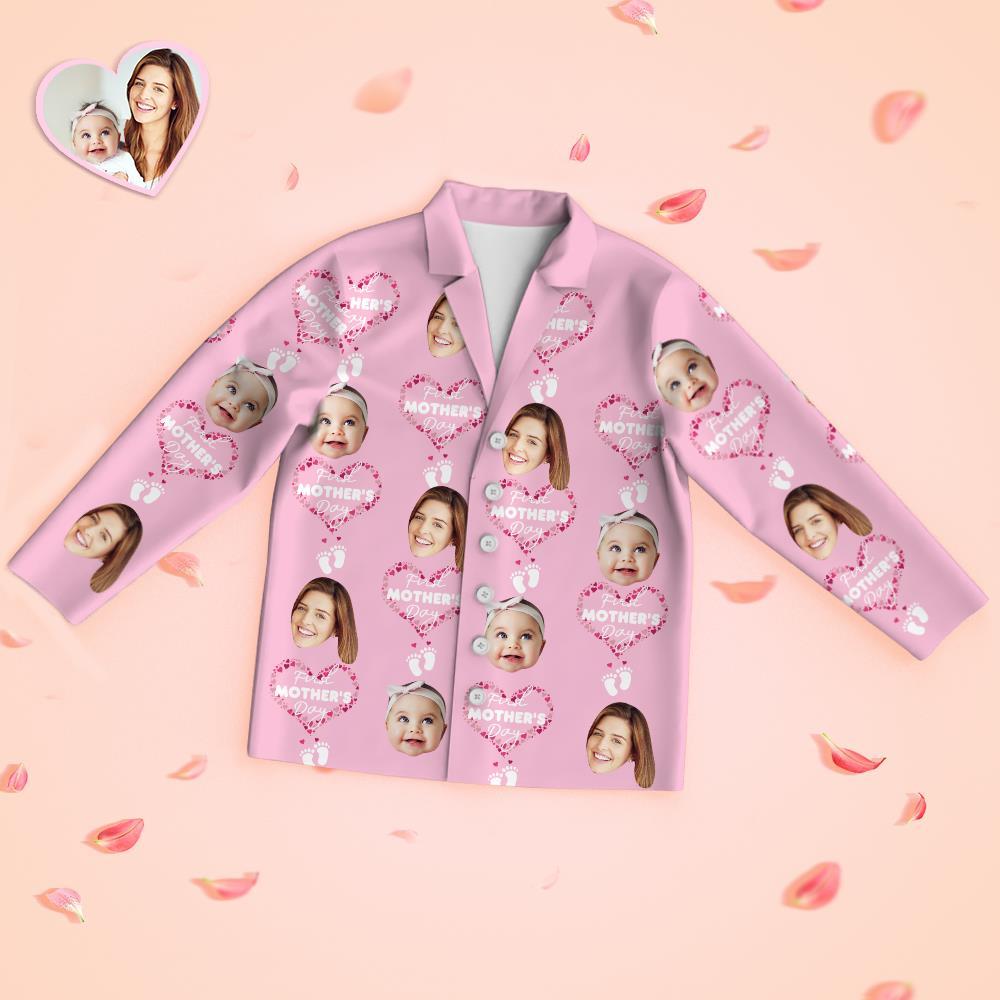 Custom Face Long Sleeve Pajamas Sleepwear Set - First Mother's Day - MyFaceBoxer