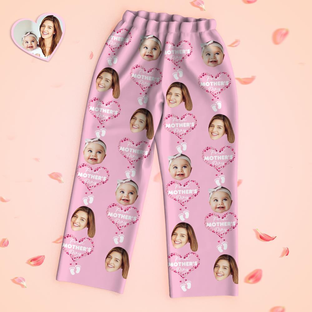 Custom Face Long Sleeve Pajamas Sleepwear Set - First Mother's Day - MyFaceBoxer