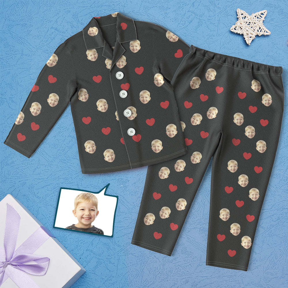 Custom Face Children's Pajamas Personalised Kid's Sleepwear - Love Heart - MyFaceBoxer