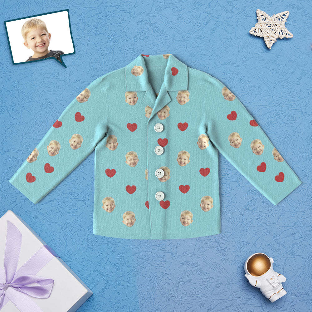 Custom Face Children's Pajamas Personalised Kid's Sleepwear - Love Heart - MyFaceBoxer