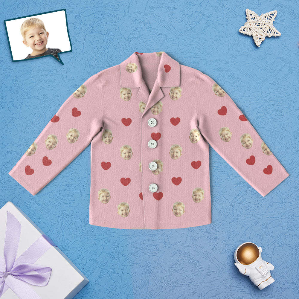Custom Face Children's Pajamas Personalised Kid's Sleepwear - Love Heart - MyFaceBoxer