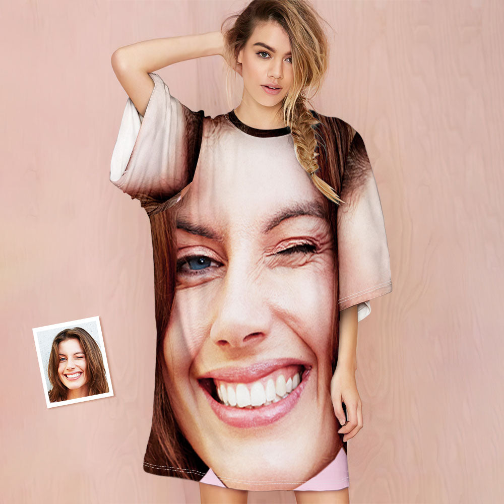 Custom Photo Face Nightdress Creative Spoof Woman Face Funny Gifts