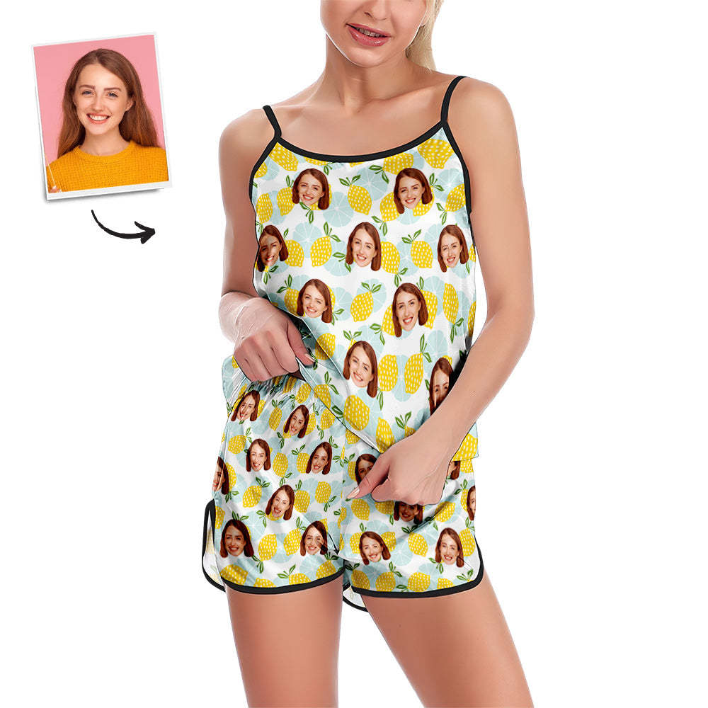 Custom Face Camisole Sleepwear Fresh Lemon Personalized Lingerie Set Summer Pajamas - MyFaceBoxer