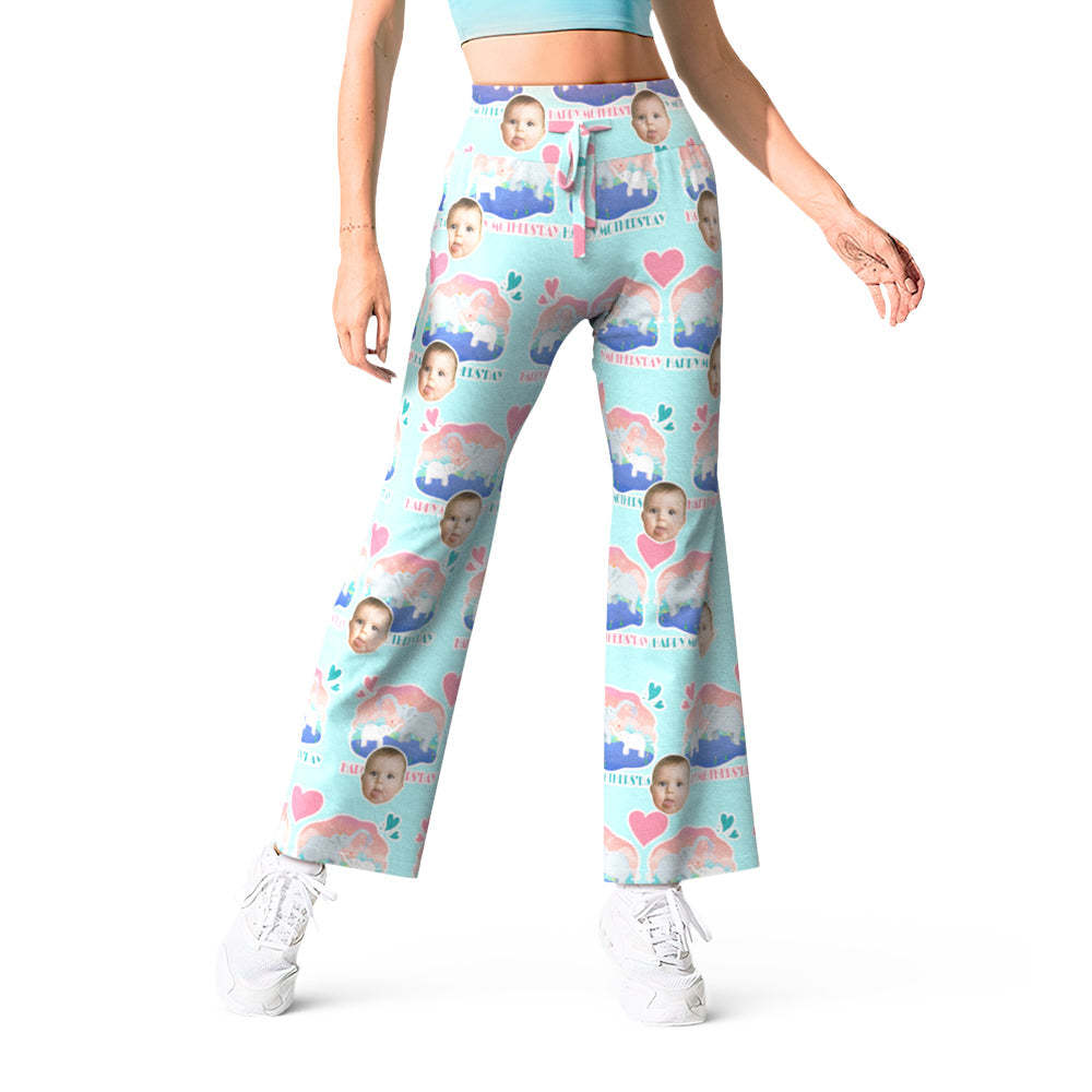 Custom Face Pants Light Green Happy Mother's Day Elephant Yoga Slacks Gift For Her - MyFaceBoxer