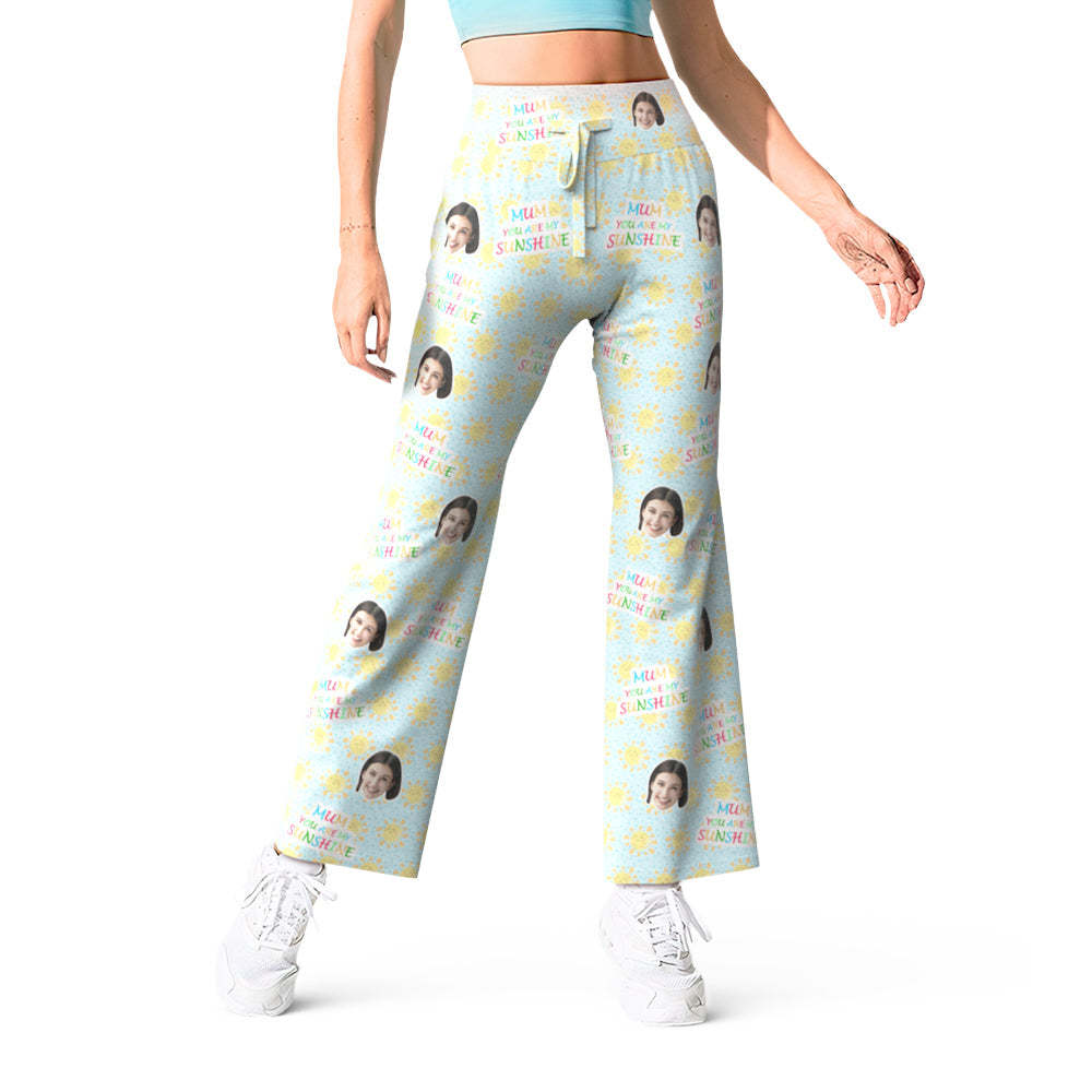 Custom Face Pants Pale Blue Mum You Are My Sunshine Yoga Slacks Gift for Mother - MyFaceBoxer
