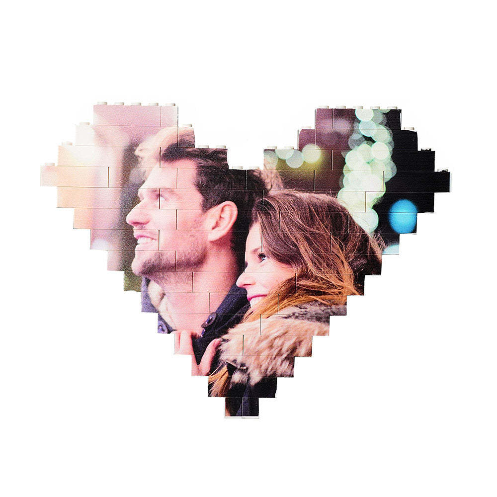 Christmas Gifts Custom Building Brick Personalised Photo Block Heart Shaped - MyFaceBoxer