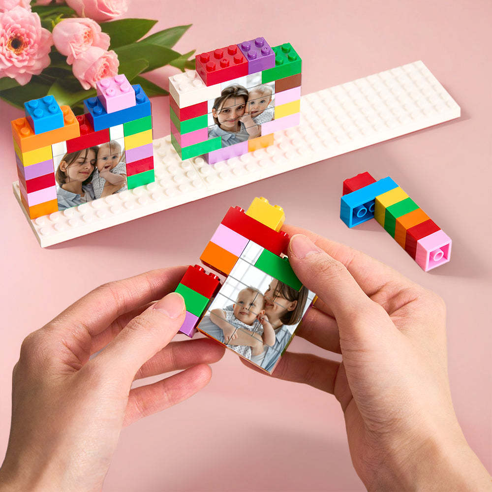 Custom Mom Photo Building Brick Puzzles Personalized Colored Photo Block Mother's Day Gifts - MyFaceBoxer