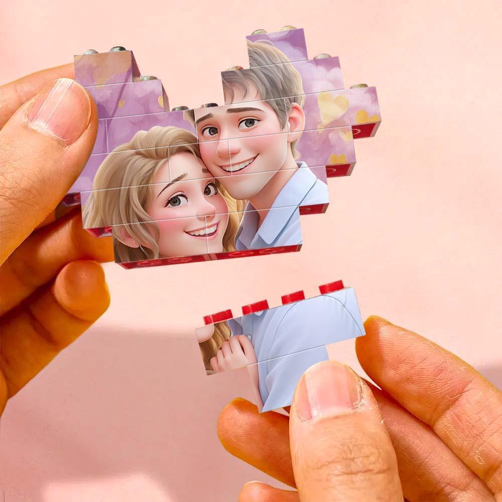 Valentine's Day Gifts Custom building blocks cartoon couple photo blocks personalized building blocks puzzle gift for couples - MyFaceBoxer