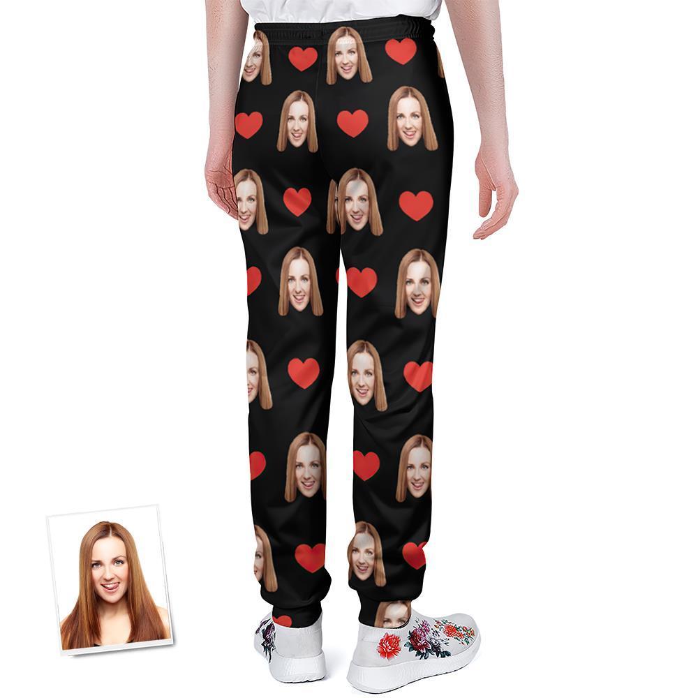 Custom Sweatpants Unisex Joggers with Face Heart Pattern - MyFaceBoxer