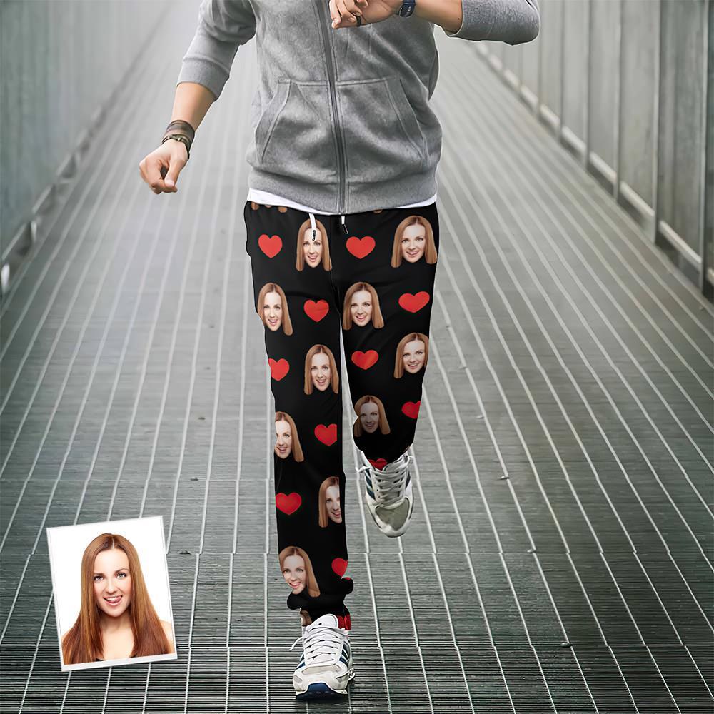 Custom Sweatpants Unisex Joggers with Face Heart Pattern - MyFaceBoxer
