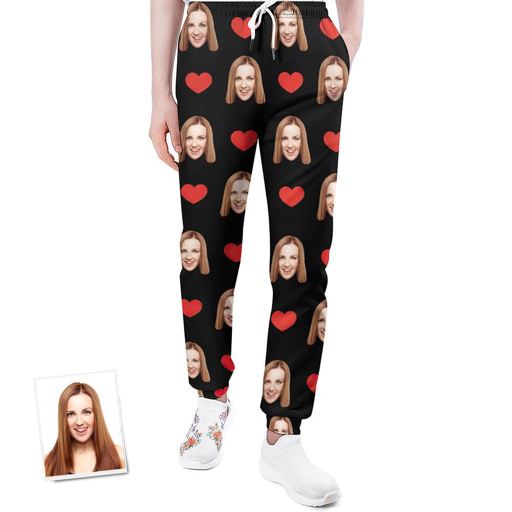 Custom Sweatpants Unisex Joggers with Face Heart Pattern - MyFaceBoxer