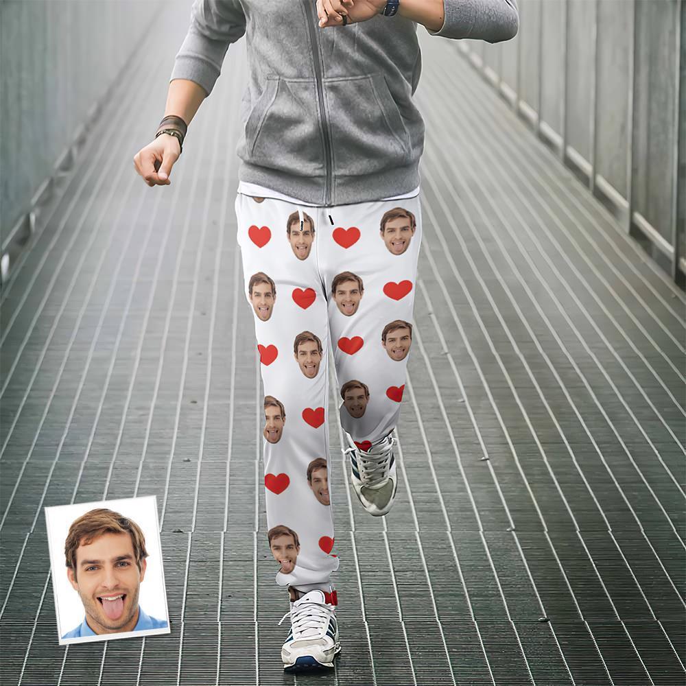 Custom Sweatpants Unisex Joggers with Face Heart Pattern - MyFaceBoxer
