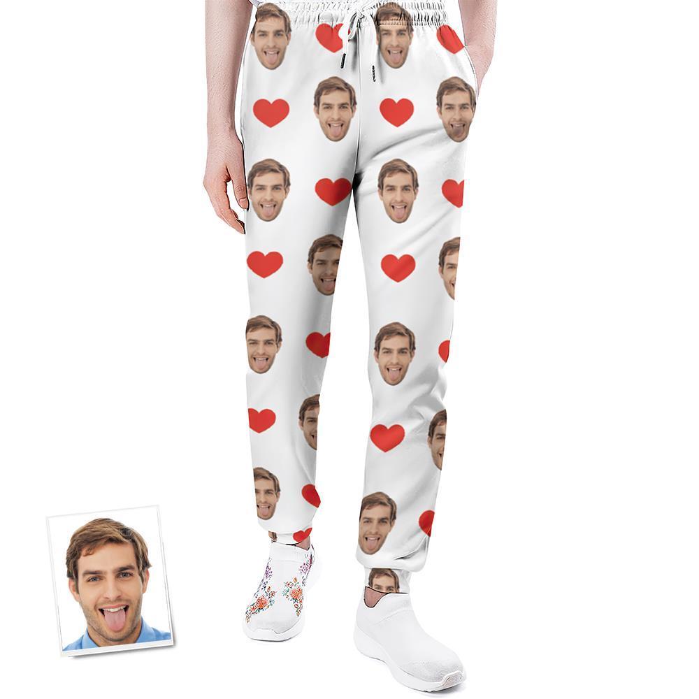 Custom Sweatpants Unisex Joggers with Face Heart Pattern - MyFaceBoxer