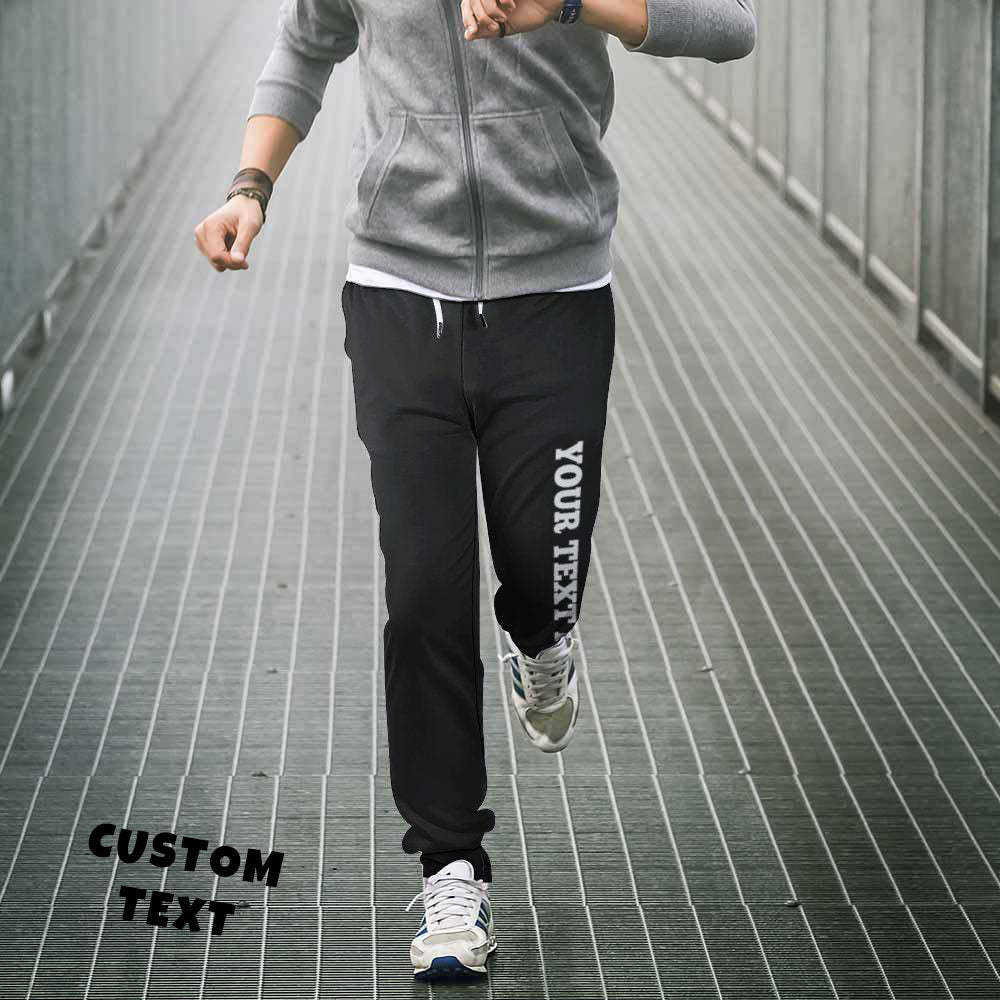 Custom Sweatpants with Text on the Side Unisex Joggers Personalized Unisex Sport Gift - MyFaceBoxer