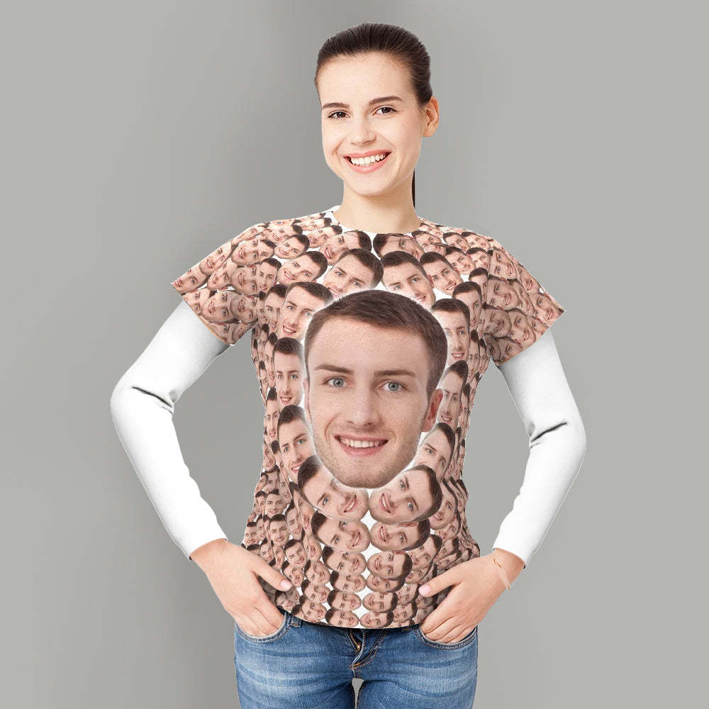 Custom Shirt Personalized All Over Print Faces Mash T-shirt - MyFaceBoxer