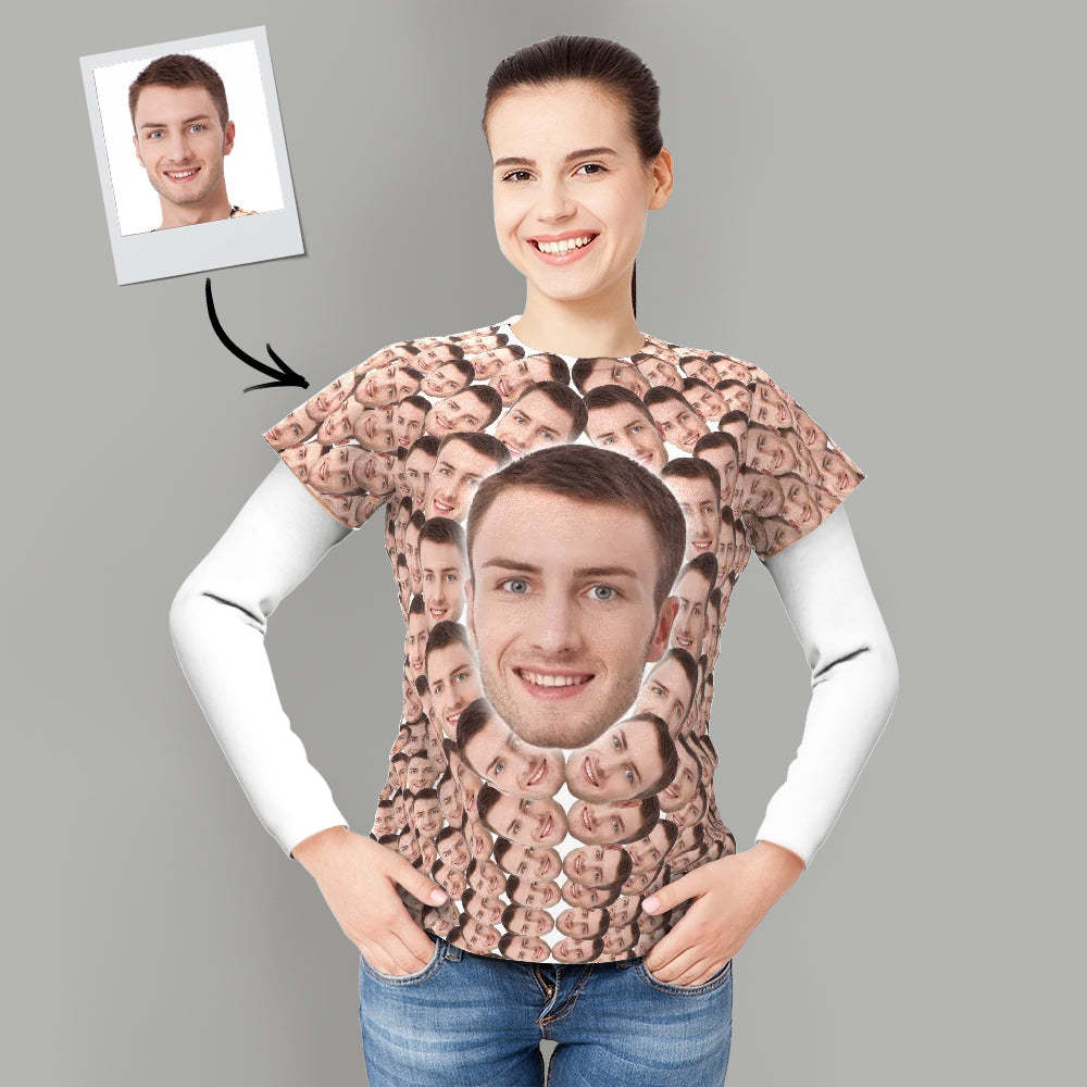 Custom Shirt Personalized All Over Print Faces Mash T-shirt - MyFaceBoxer