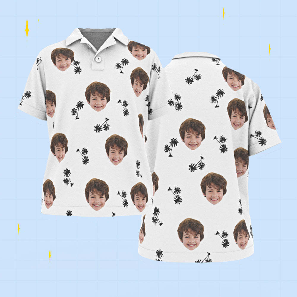 Custom Face Kids Polo Shirts Personalized Photo Shirt Coconut Trees - MyFaceBoxer