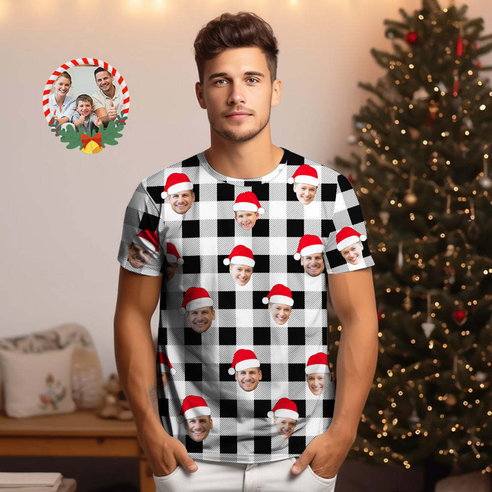 Custom Shirt Personalized Buffalo Plaid T-shirt Personalized T-shirt Custom Face T-shirts Merry Christmas - MyFaceBoxer