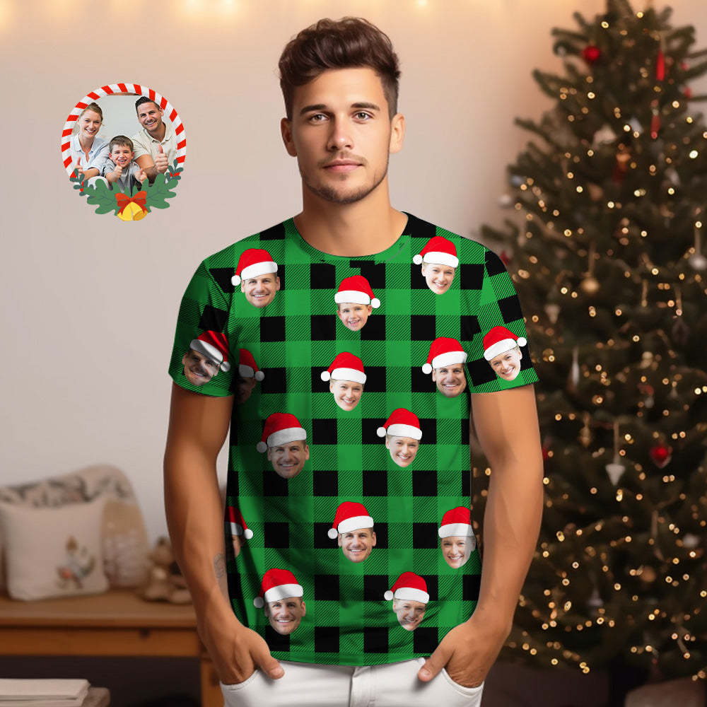 Custom Shirt Personalized Buffalo Plaid T-shirt Personalized T-shirt Custom Face T-shirts Merry Christmas - MyFaceBoxer